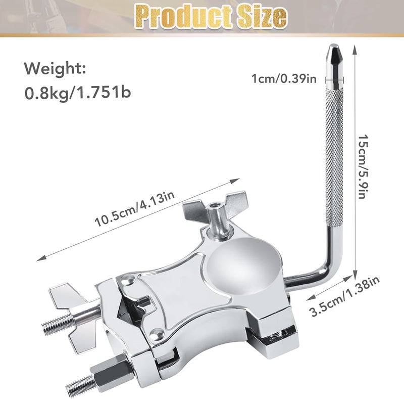 Seteol L-Rod Cowbells Cymbal Clamp, Heavy-Duty Cowbell Mount Percussion Holder Extension Arm Clip, 360°Rotation Universal Mount for Cowbells, Jam Blocks & Handheld Percussion Instrument Accessories - Image 3